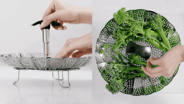 Gif of person using the strainer 