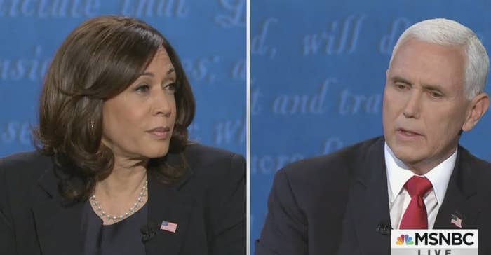 Kamala Harris and Mike Pence on the debate stage