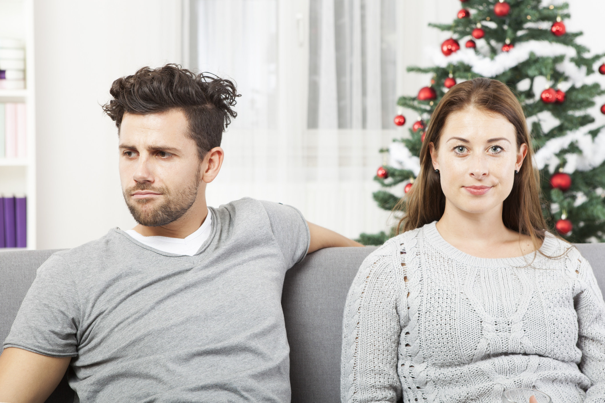 An angry couple fighting at Christmas