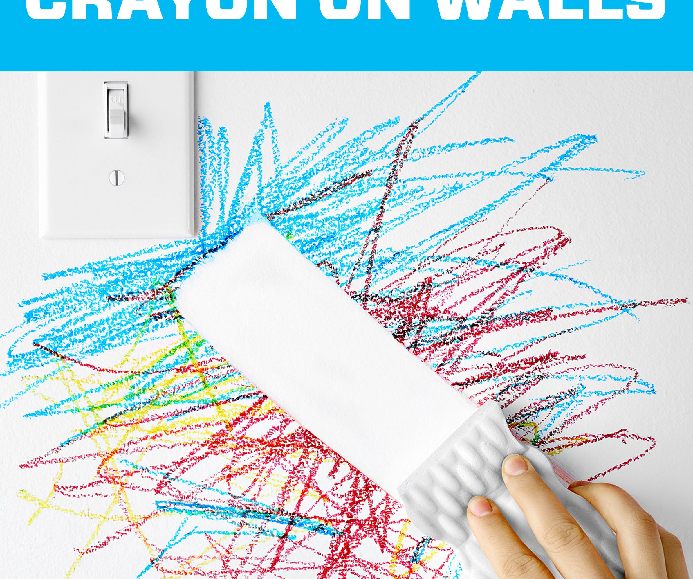 The Magic Eraser, cleaning a large crayon stain off a white painted wall