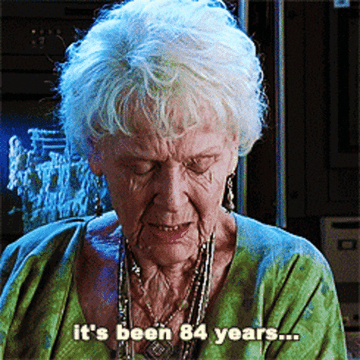 Old Rose in &quot;Titanic&quot; saying &quot;It&#x27;s been 84 years&quot;