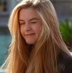 A gif of Alicia Silverstein from Clueless making a thinking face