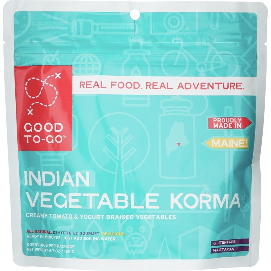 the vegetable korma made with creamy tomato, braised vegetables, and yogurt in a pouch