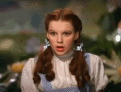 Dorothy from the Wizard of Oz gasping in surprise 