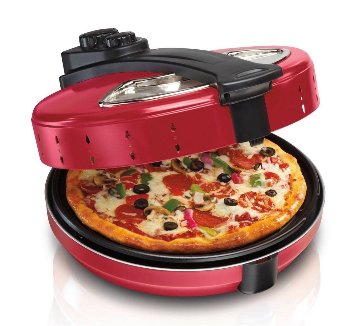 Red and black pizza oven