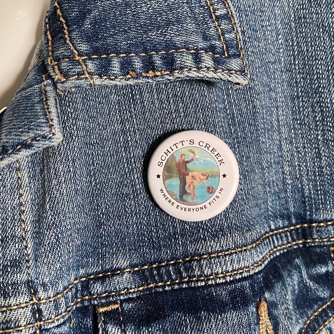 The button above the pocket on a jean jacket