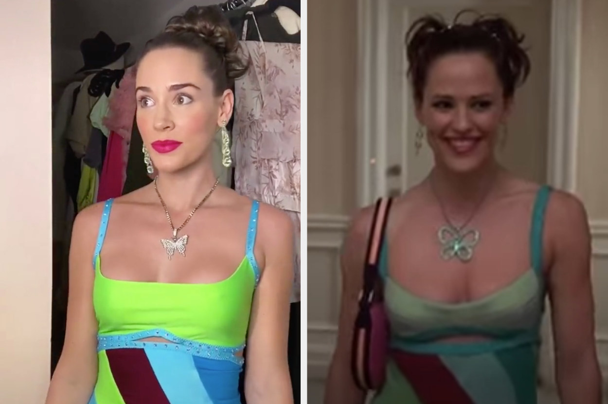 Jennifer Garner Wearing the Pearl Necklace as Jenna Rink in 13 Going on 30  | Totally Amazing: Jennifer Garner Rewears Her Pearl Necklace From 13 Going  on 30 in Yes Day | POPSUGAR Fashion UK Photo 3