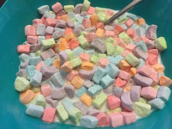 a close up on the marshmallows in milk