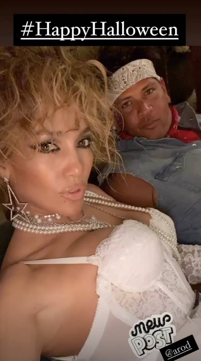 J. Lo and A-Rod posing as Madonna and Bruce Springsteen