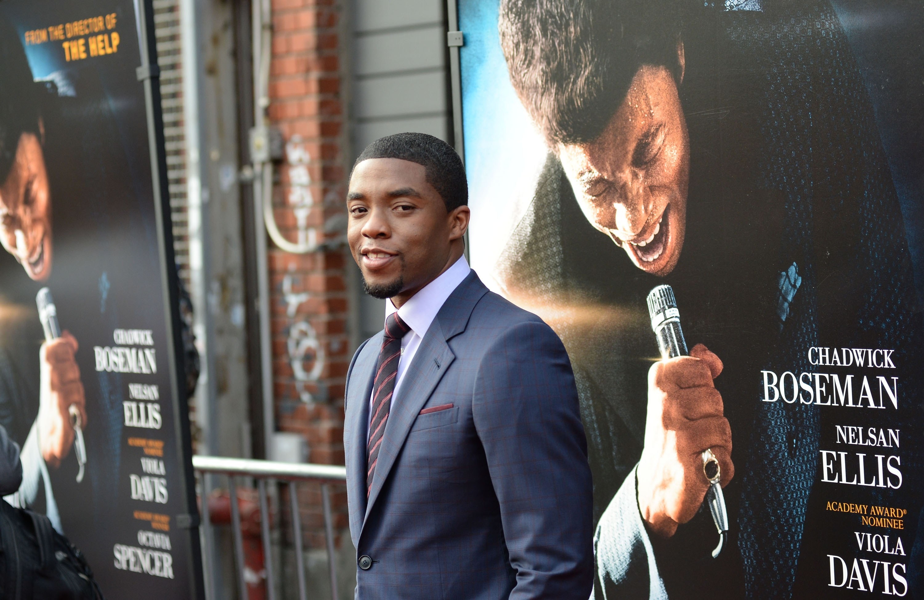 Chadwick A Boseman on the GET ON UP Premiere red carpet in 2014