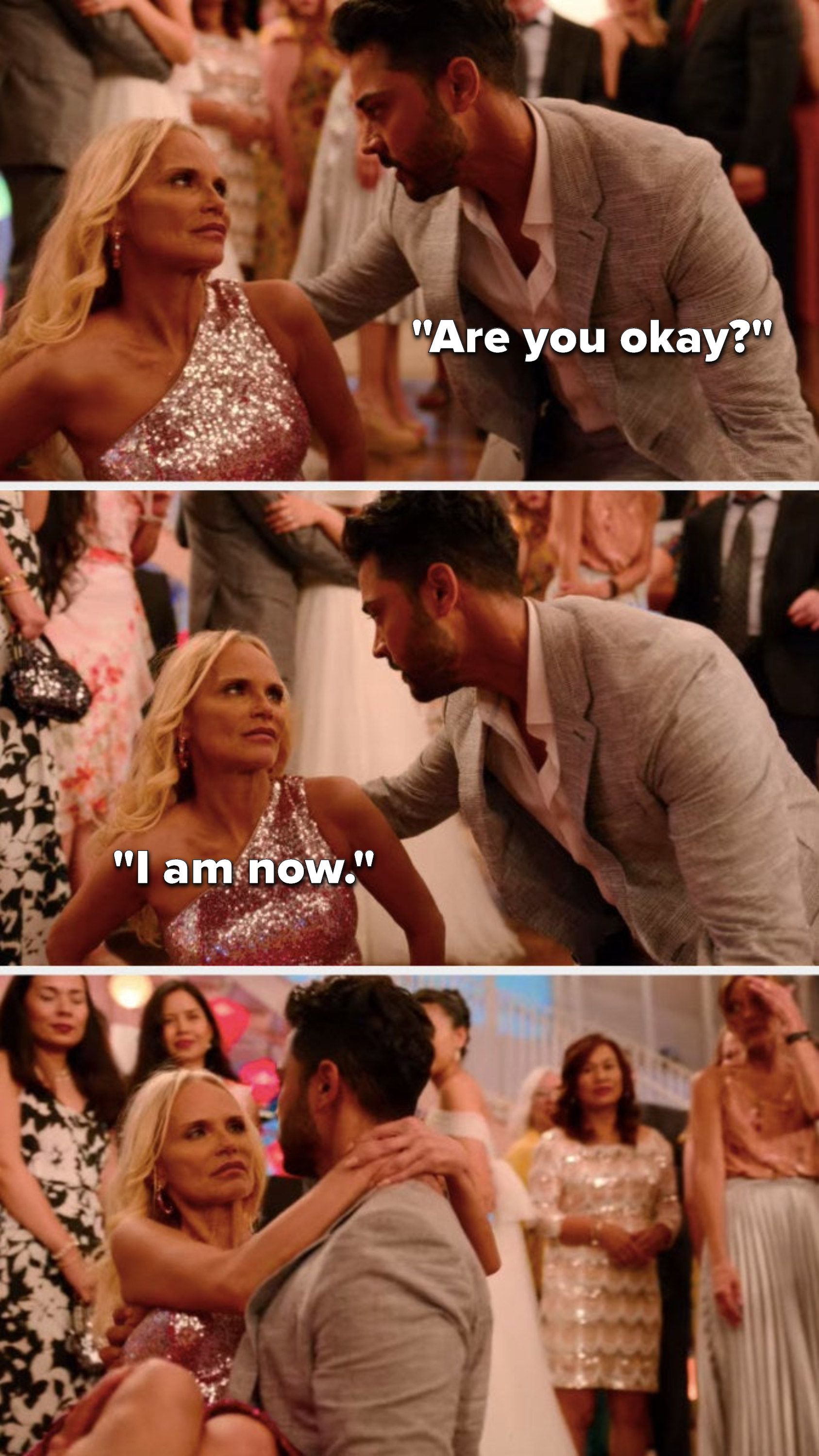 Faarooq asks, "Are you okay," Kristin Chenoweth says, "I am now," and he lifts her up