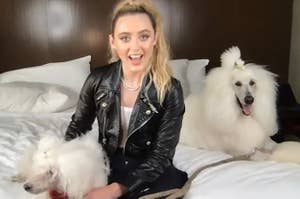 Kathryn Newton and her dogs