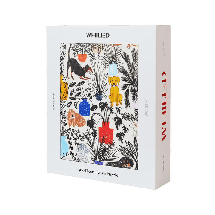 The white box with the illustration of dogs and plants, which is what the puzzle looks like