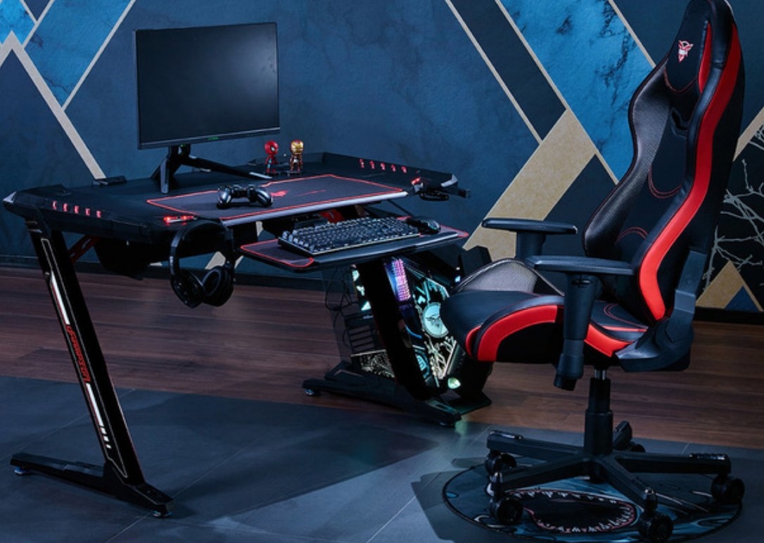 Gaming desk with matching gaming chair 