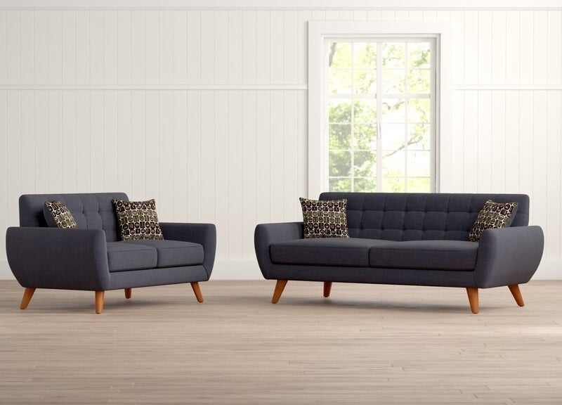 Ash black living room set with brown legs