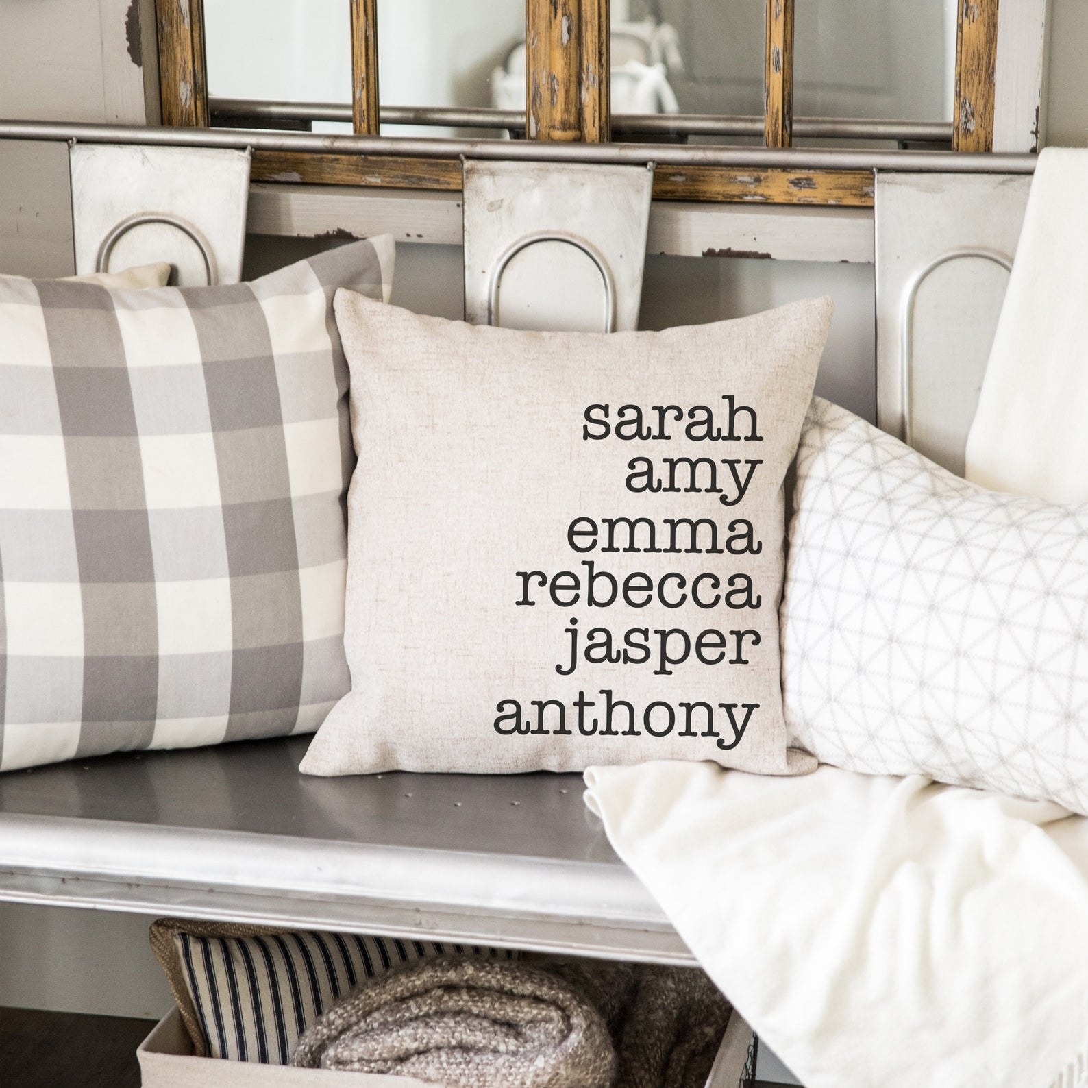 Personalized throw pillow with people's first names