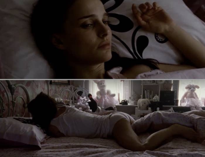 Natalie Portman&#x27;s character lying in bed in &quot;Black Swan&quot;