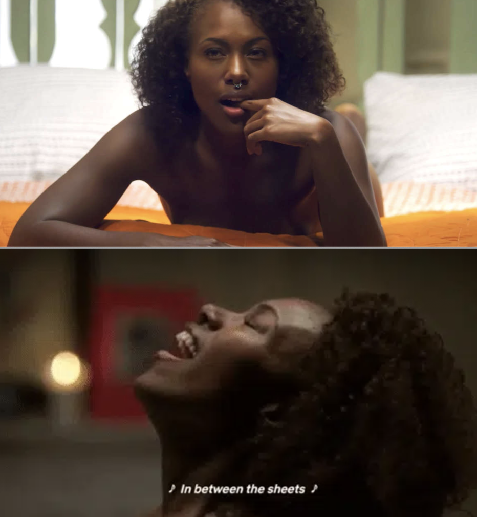 DeWanda Wise lying on her stomach on her bed and then orgasming in &quot;She&#x27;s Gotta Have It&quot;