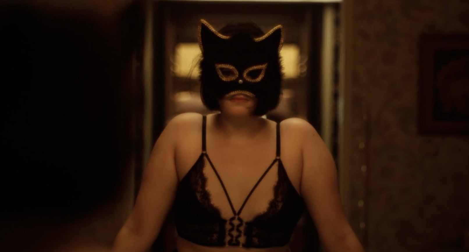 Kat wearing lingerie and a cat mask while preparing for her cam show in &quot;Euphoria&quot;