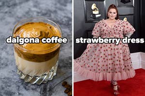dalgona咖啡和草莓装扮