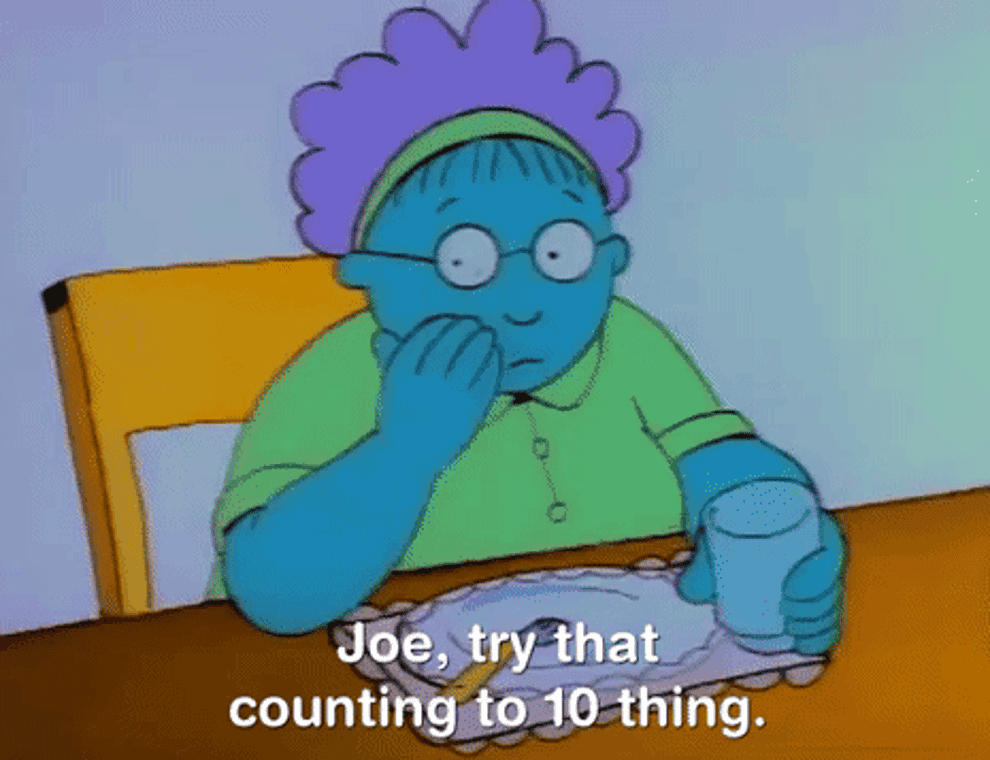 A woman says, &quot;Joe, try that counting to 10 thing,&quot; on Doug