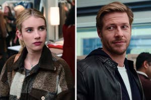 "Holidate" characters Sloane and Jackson glaring at each other