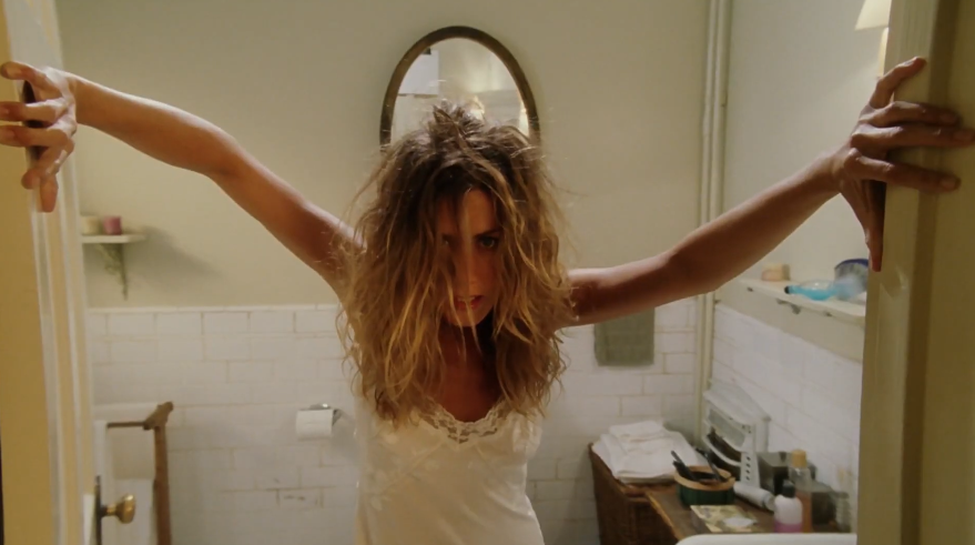 Grace opening the door to the bathroom with her hair disheveled in &quot;Bruce Almighty&quot;