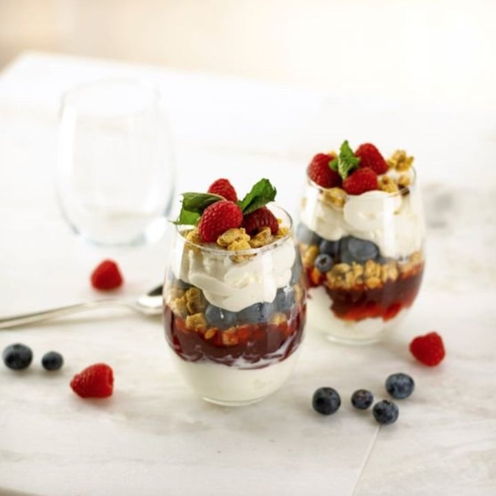 The glasses with a parfait inside
