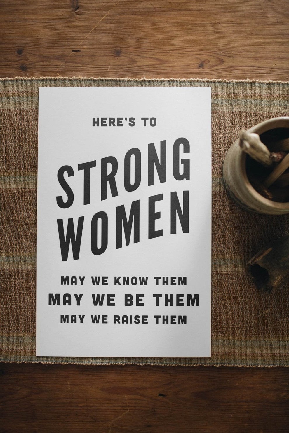 Letterpress: Here'S To Strong Women Black Print