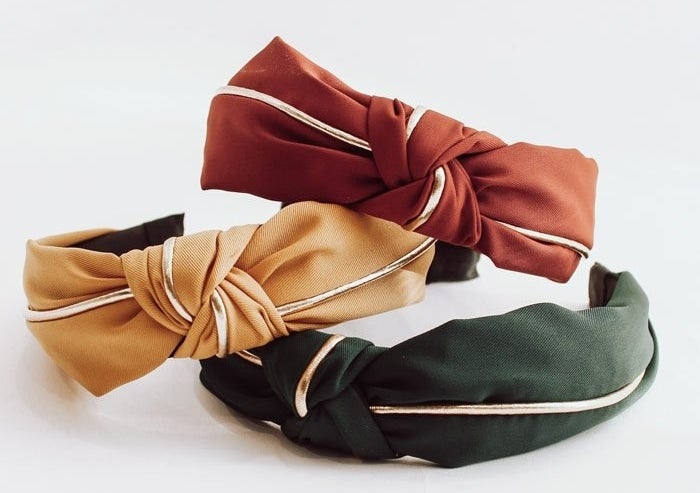 Warm tone fabric gold knotted headband bundle