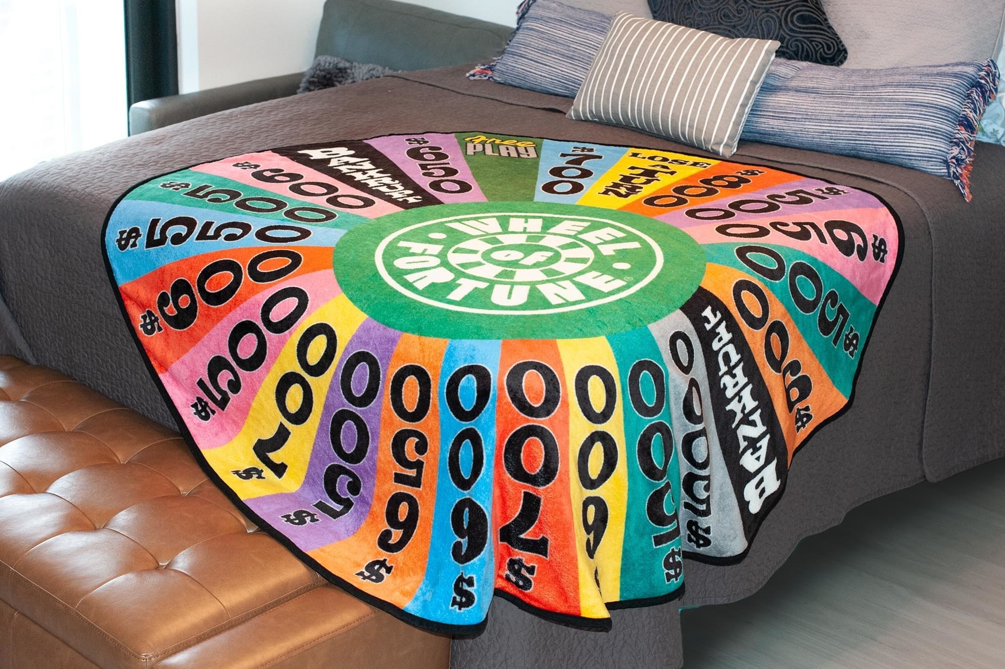 round blanket that looks like wheel of fortune 