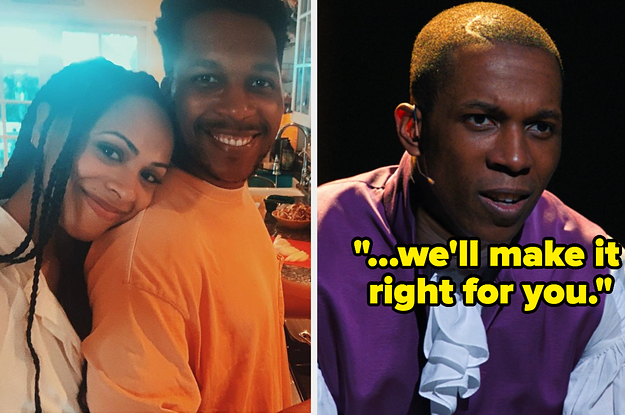 Nicolette and Leslie side by side with Aaron Burr in hamilton with the lyric
