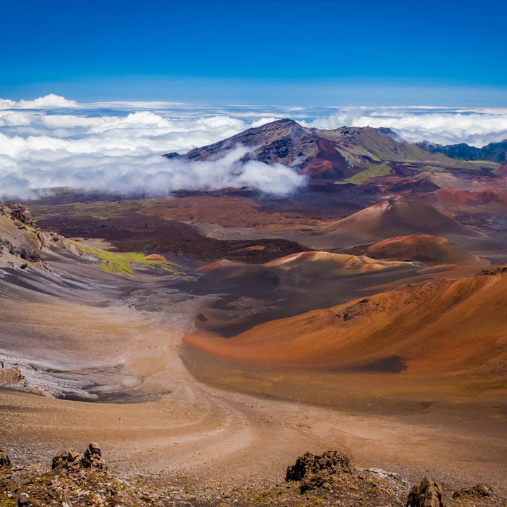 sandy, colorful, volcanic landscape of Haleakala Crater
