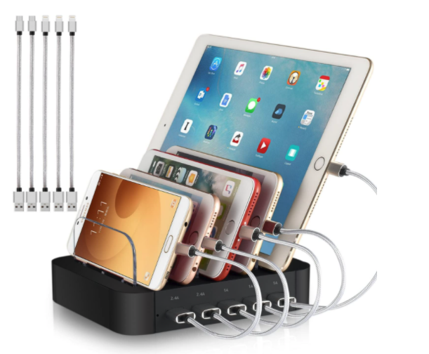 Charging Station for Multiple Devices - 5 Port Cell Phone USB Charger Hub 