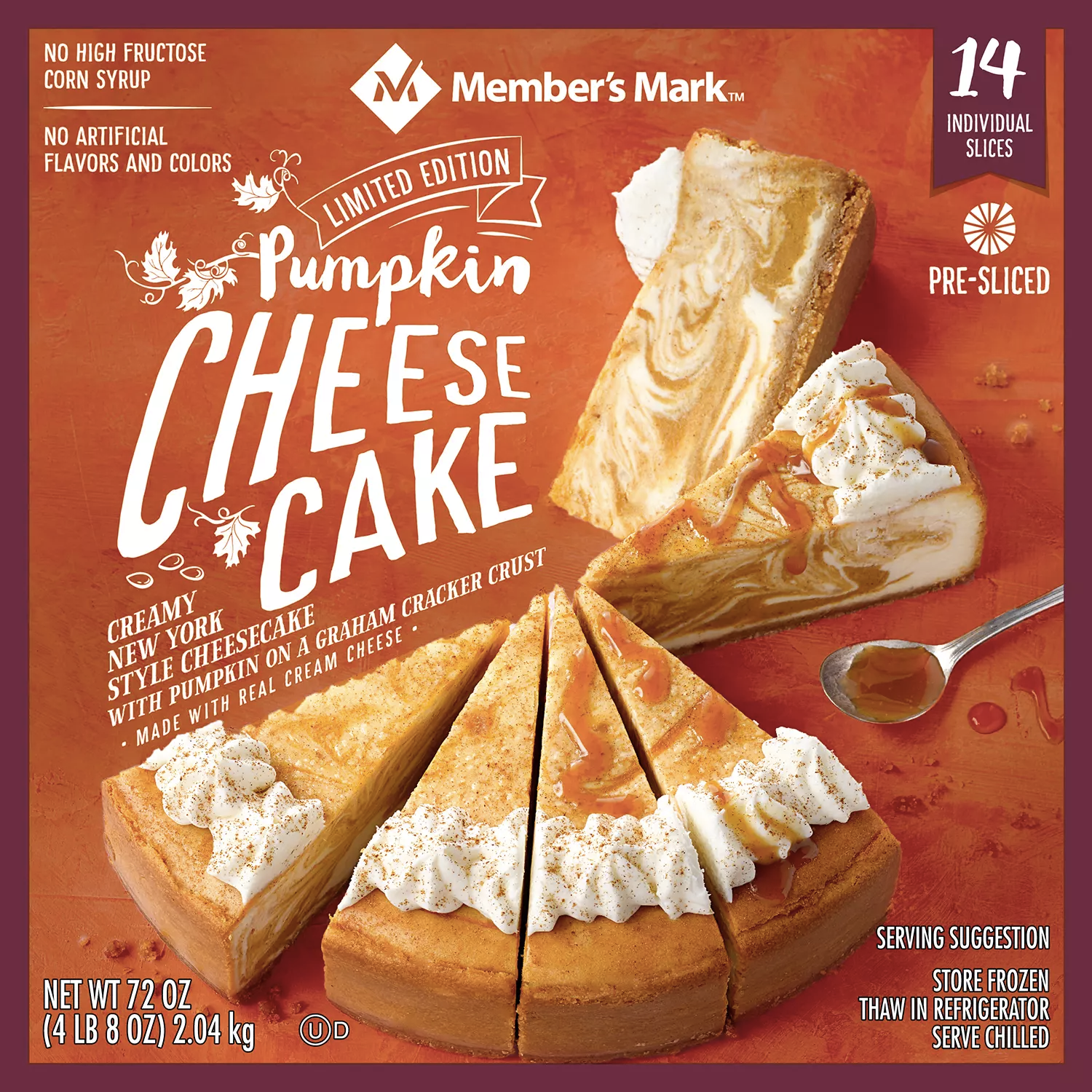 The packaging for pumpkin cheesecake 