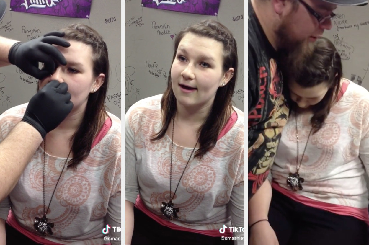 This TikToker gets her nose pierced, looks ill once it&#x27;s done, then suddenly faints
