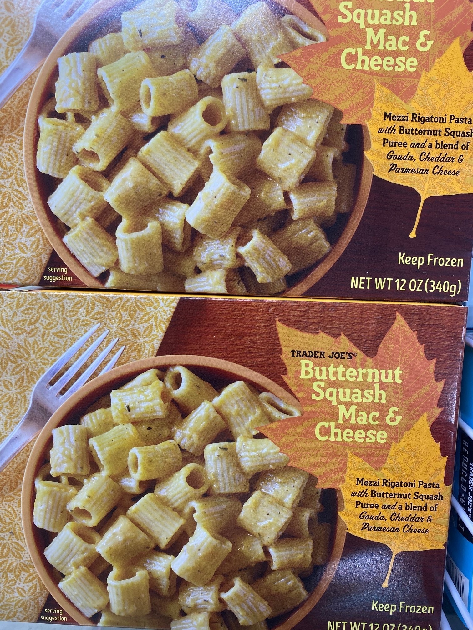 Frozen butternut squash mac &#x27;n&#x27; cheese.