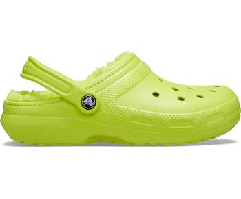 lined crocs in lime green