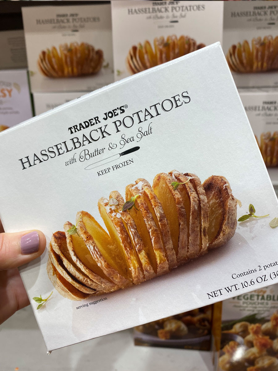 A box of hasselback potatoes from Trader Joe&#x27;s.