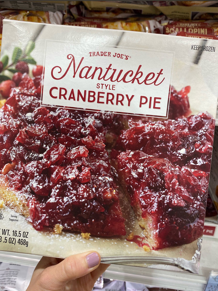 A box of frozen Nantucket-style cranberry pie.