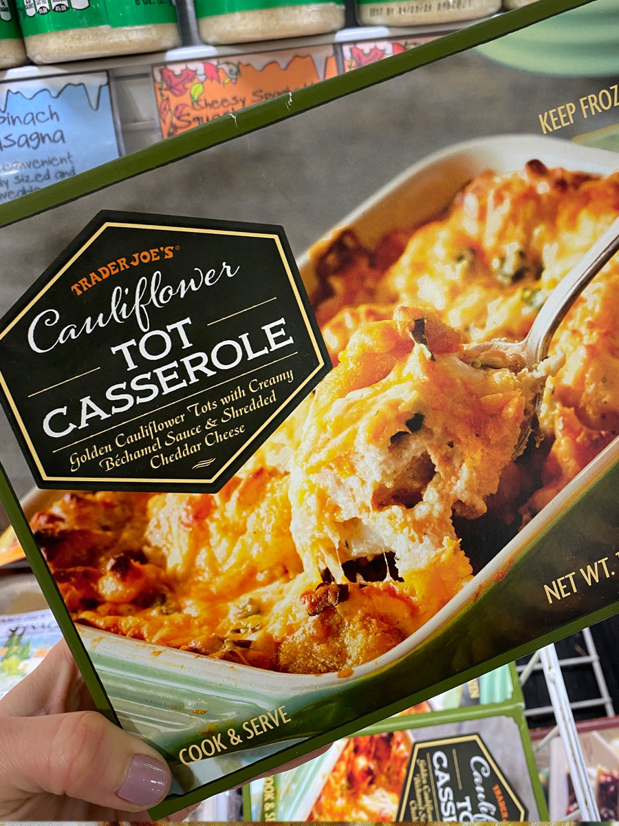 A box of frozen cauliflower tot casserole.