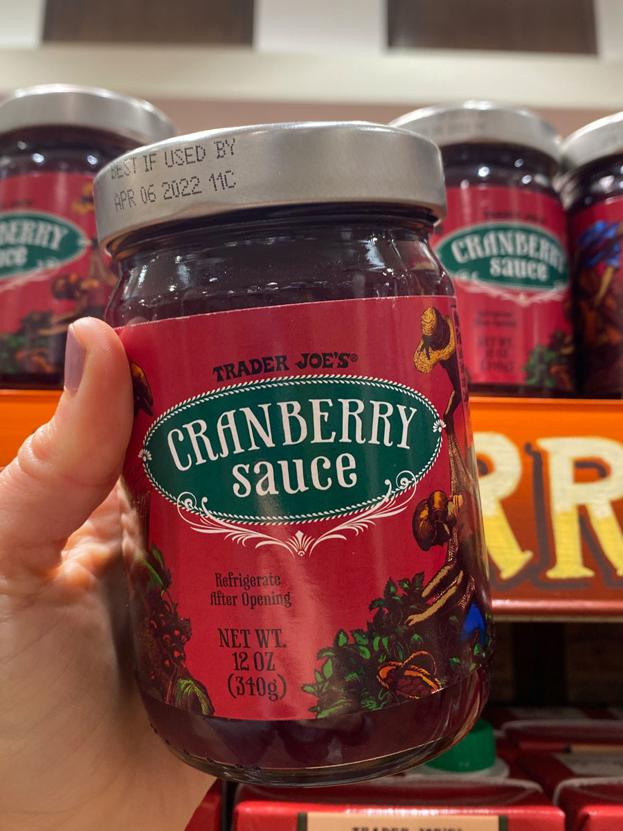 A jar of Trader Joe&#x27;s cranberry sauce.