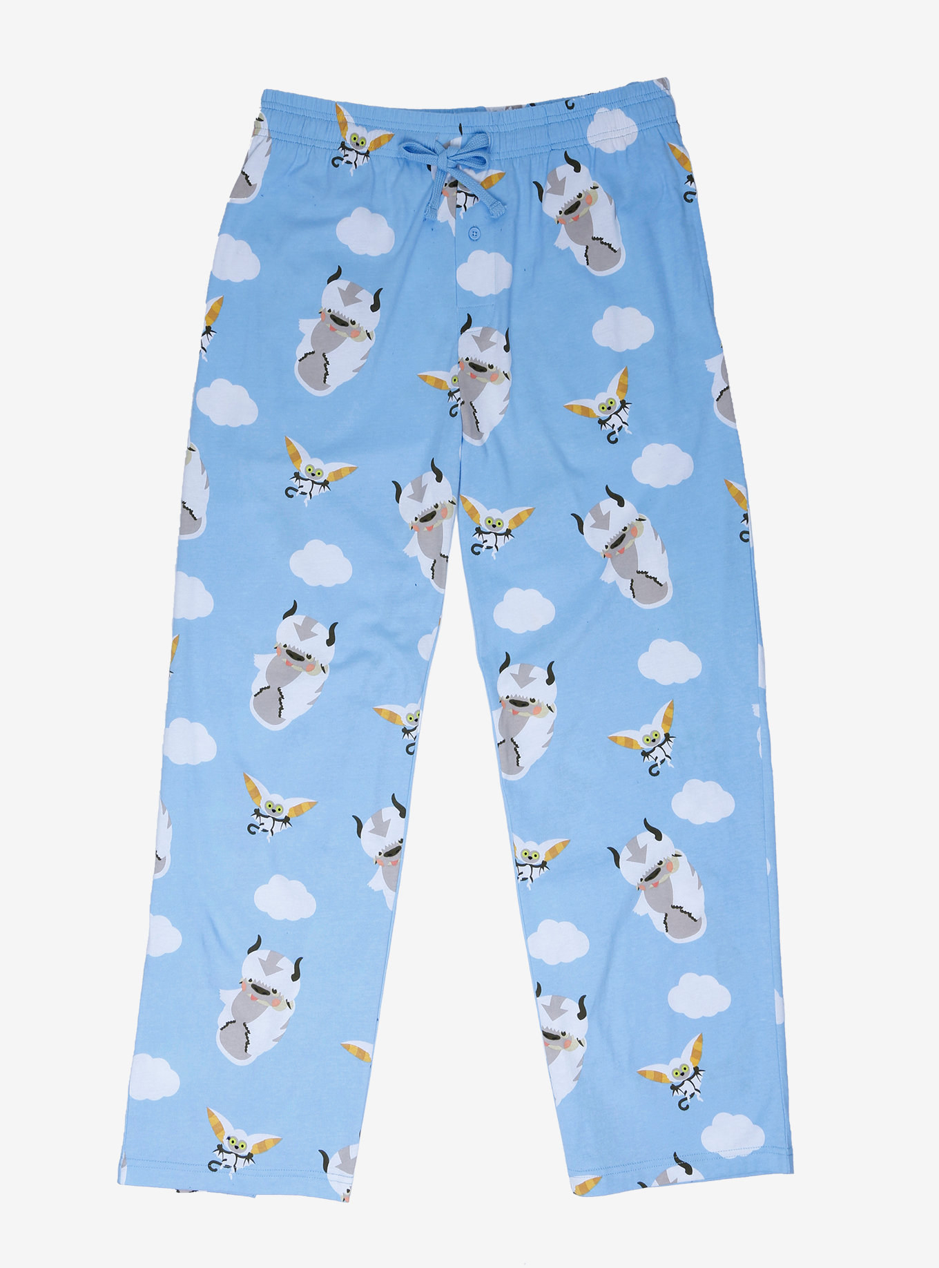The blue pajama pants printed with clouds, Momo, and Appa