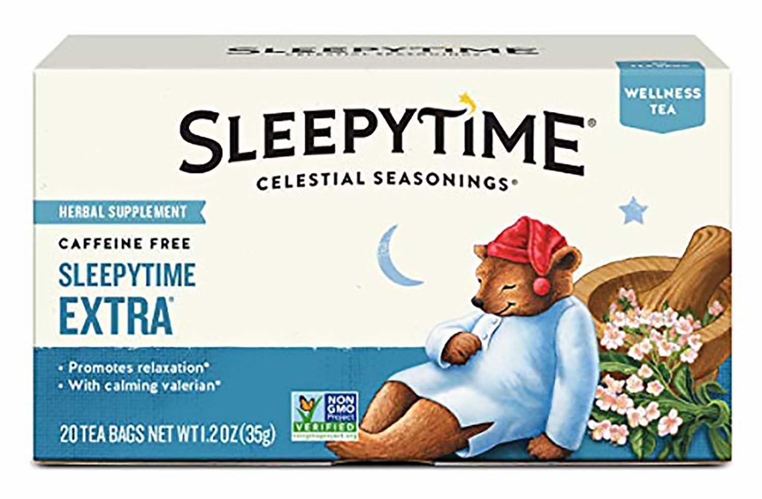 The box of non-caffeinated tea