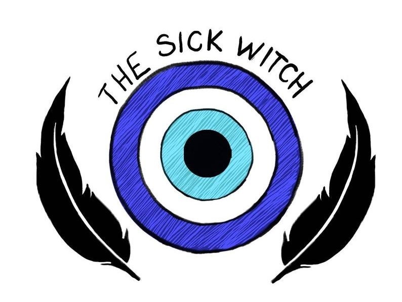 The Sick Witch Logo with feathers