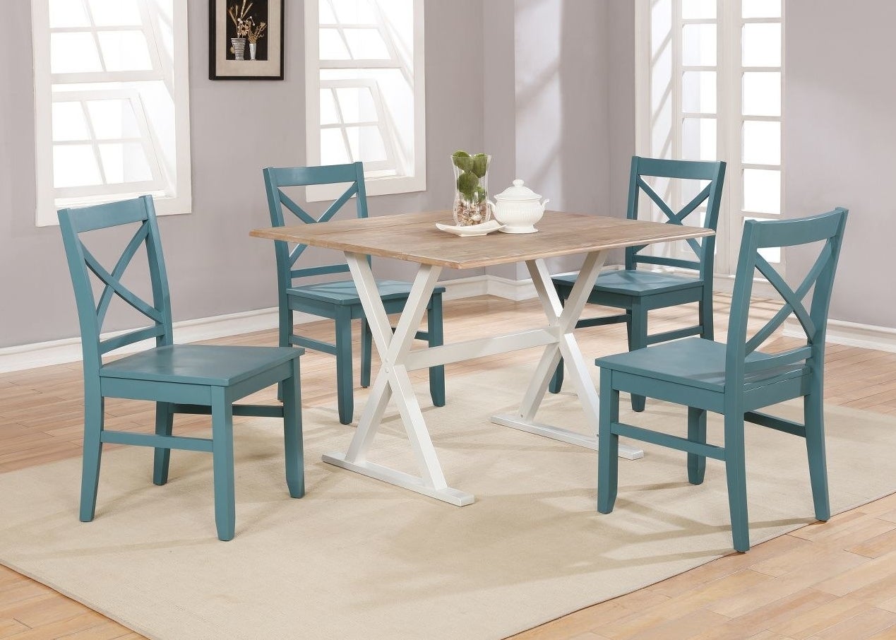 Wooden table with white base