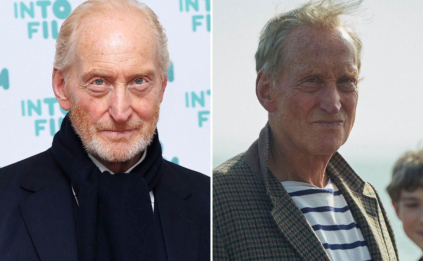 Charles Dance on the left and Charles Dance as Lord Mountbatten on the right