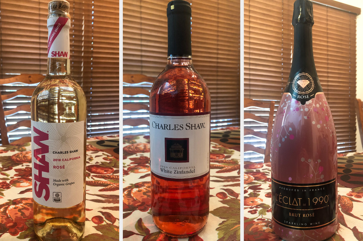Three bottles of Trader Joe&#x27;s rosé