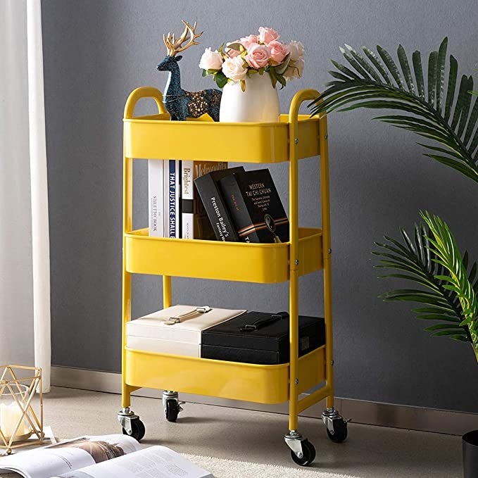 the rolling cart organizer in yellow 