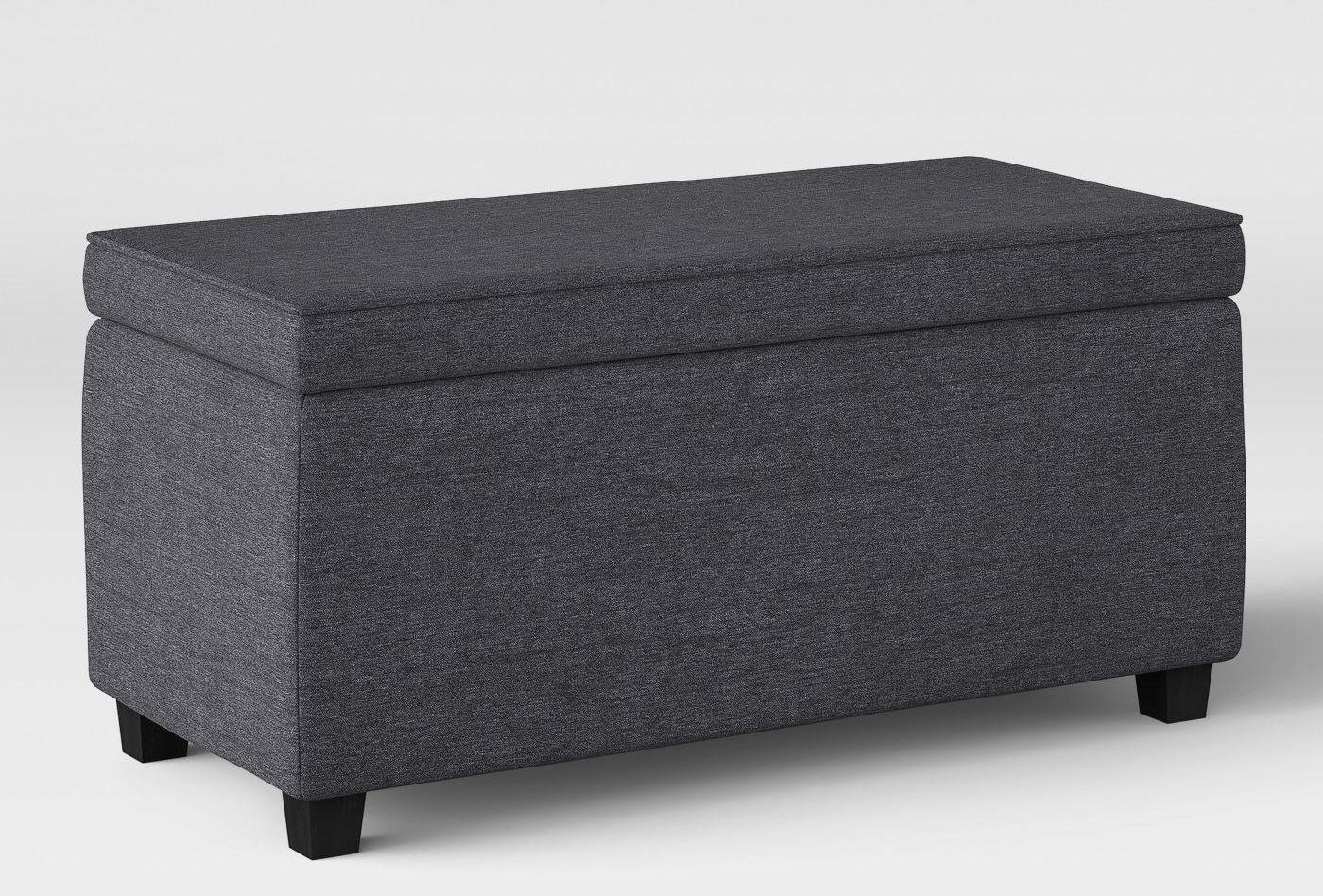 Gray storage ottoman with removable lid for storage